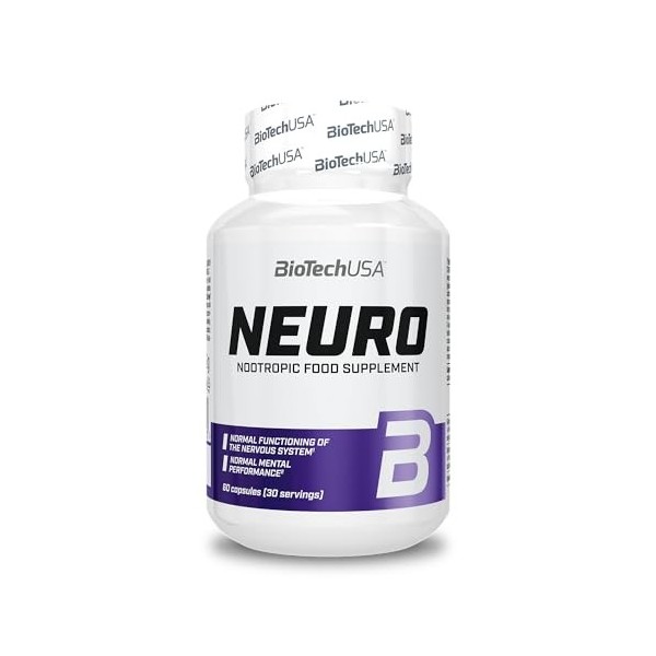 BioTechUSA Neuro Complément alimentaire sous forme de gélule avec des extraits végétaux, des vitamines et des mineraux, 60 ca