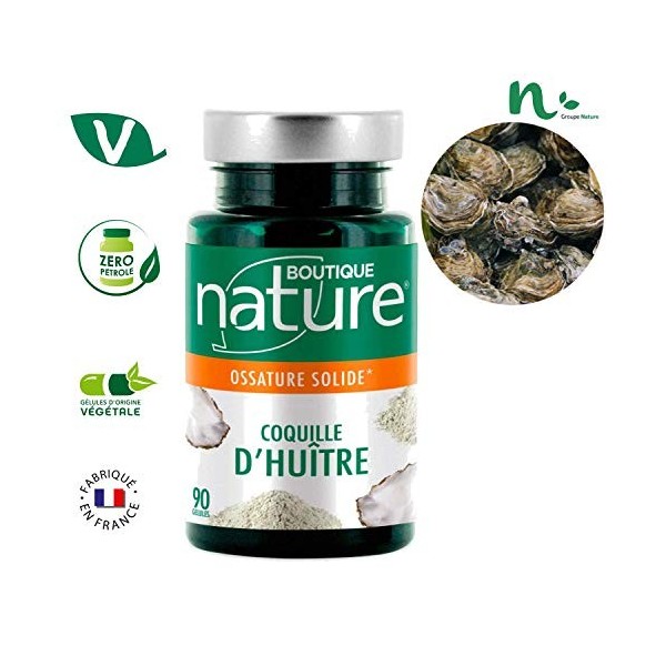 Boutique Nature - Complément Alimentaire - Articulations - Coquille dHuitre - 90 Gélules Végétales - Idéal pour une Ossature