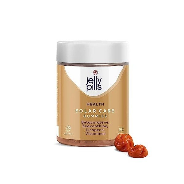 Jelly Pills® Gummies de Bêta Carotène Autobronzant Lycopène et Vitamines - sans sucres ajoutés - 100% Vegan & Naturel - pour 