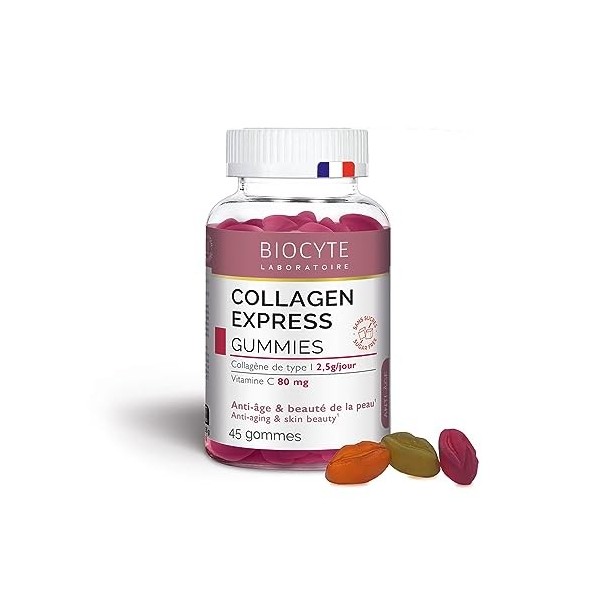 BIOCYTE - Collagen Express Gummies - Complément Alimentaire Anti-Âge et Jeunesse de la Peau - Hydrolysat de Collagène et Vita