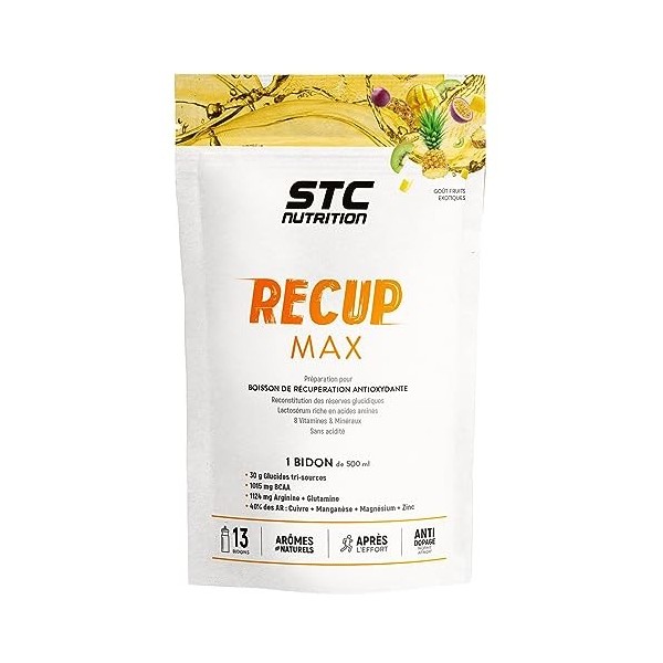 STC NUTRITION - Recup Max - Préparation pour boisson de récupération antioxydante - Goût Fruits Exotiques - Anti-Dopage - 13 