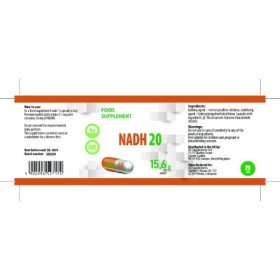 NADH 20mg 60 gélules végétales, Testé par un Laboratoire tiers, sans gluten ni OGM