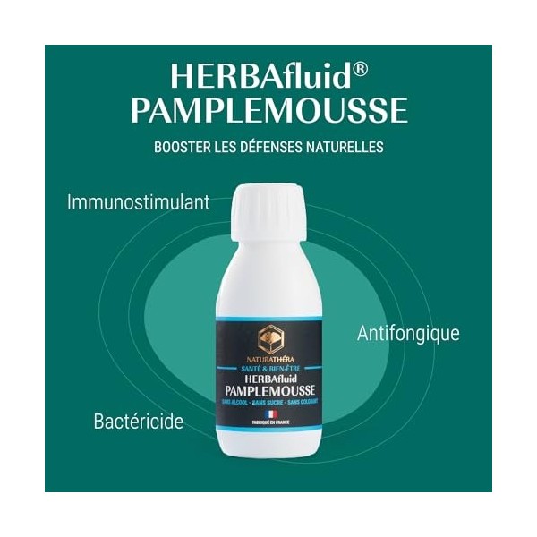 Naturathéra HERBAFLUID PAMPLEMOUSSE EPP - Extrait de Pépins de Pamplemousse - Complément Alimentaire Immunité - 125 ml - Fa