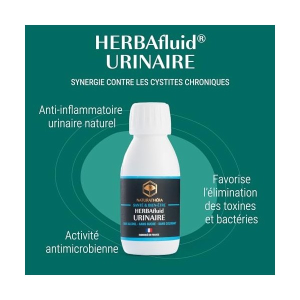 Naturathéra HERBAFLUID URINAIRE - 10 à 50 fois Plus Concentré - Complément Alimentaire Naturel contre les Cystites, à base de