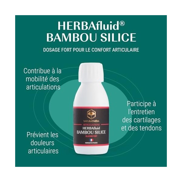 Naturathéra HERBAFLUID BAMBOU SILICE - Complément Alimentaire contre les Douleurs Articulaires et Inflammations - 125 ml - Fa