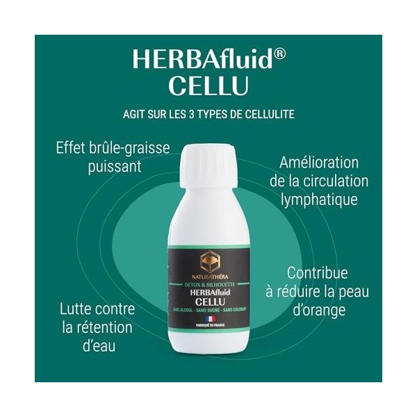 Naturathéra HERBAFLUID CELLU - Complément Alimentaire Naturel contre la Cellulite Aqueuse, Adipeuse et Fibreuse - 125 ml - Fa