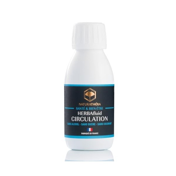 Naturathéra HERBAFLUID CIRCULATION - Complément Alimentaire Naturel Contre Jambes Lourdes, Extraits de plantes - 125 ml - Fab