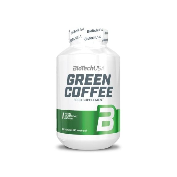 BioTechUSA Green Coffee, Complément alimentaire en gélule avec extrait de café vert et de chrome, 120 comprimés