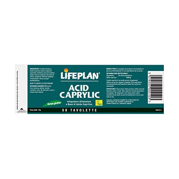 LIFEPLAN Acide caprylique 50 comprimés lot de 1 