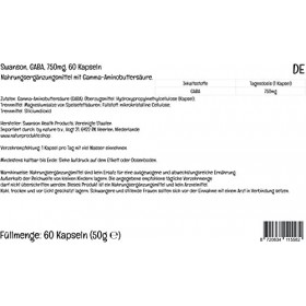 Swanson, GABA Acide Gamma-Aminobutyrique , 750mg, Hautement Dosé, 60 Capsules végétaliennes, Testé en Laboratoire, Végétarie