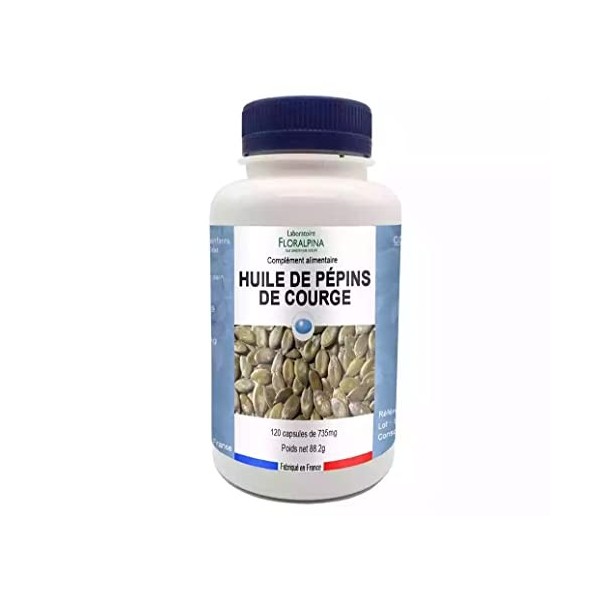 Laboratoire Floralpina - Pépins de courge 120 capsules - riche en acides gras et notamment en oméga 6