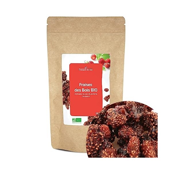 Fraises des bois BIO infusées au jus de pomme, séchées - 200g