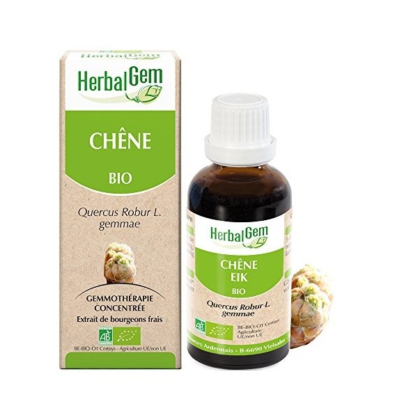 HERBALGEM - Macérât-Mère - Chêne Bio - Complément Alimentaire Gemmothérapie Concentrée - Extrait De Bourgeon Frais - Pour San