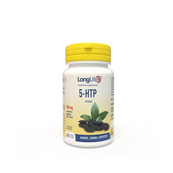 LongLife® 5-HTP | Griffonia titré à 20% en 5-HTP | 500mg de Griffonia - 100mg de 5-HTP | Humeur, détente, bien-être mental | 