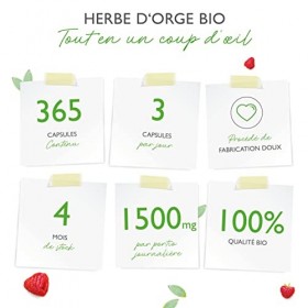 Herbe dorge bio - 365 gélules - hautement dosé avec 1500mg par portion journalière - qualité bio - sans additifs indésirable