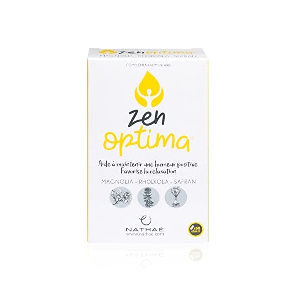 ZEN OPTIMA - Complément Alimentaire - Aide à Maintenir une Humeur Positive - Favorise la Relaxation - 60 Gélules