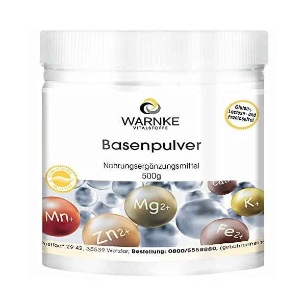 Poudre basique 500g - Avec 9 minéraux et oligo-éléments, équilibre acido-basique, végétalien | Warnke Vitalstoffe