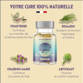 NONNA LAB - Digest - Facilite La Digestion - Compléments Alimentaires - Confort Intestinal & Santé Du Foie - Vegan & 100% Nat