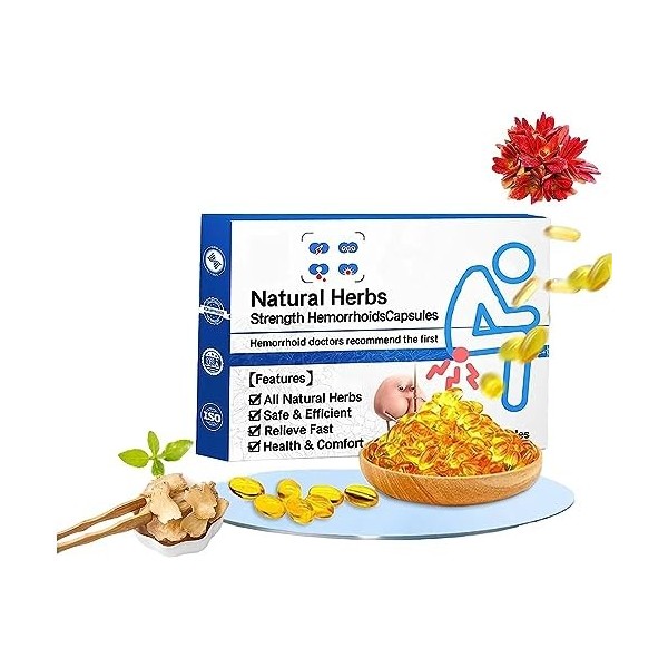 EXQST Natural Herbal Power Hemorrhoids Capsules, Capsules de Traitement des hémorroïdes pour Femmes et Hommes, Aide à soulage