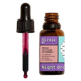 Birdie Nutrition | - [ Night Drops] - | Complément Alimentaire Liquide | Sommeil & Anxiété | Goût Baies Sauvages - 1mois 20 