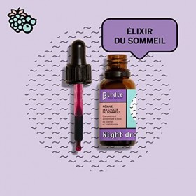 Birdie Nutrition | - [ Night Drops] - | Complément Alimentaire Liquide | Sommeil & Anxiété | Goût Baies Sauvages - 1mois 20 