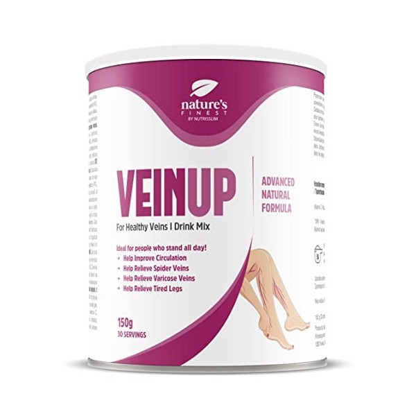 Natures Finest Mélange Boisson VEIN UP 150g | 100% Naturel, Haute Absorption, Soutien des Veines | Convient aux Végétariens 