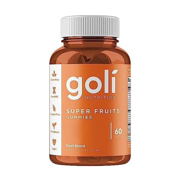 Goli Nutrition, Super Fruits Gommes, avec Vitamines et Mélange de Fruits, 60 Gommes végétaliennes, Sans Gélatine, Testé en La