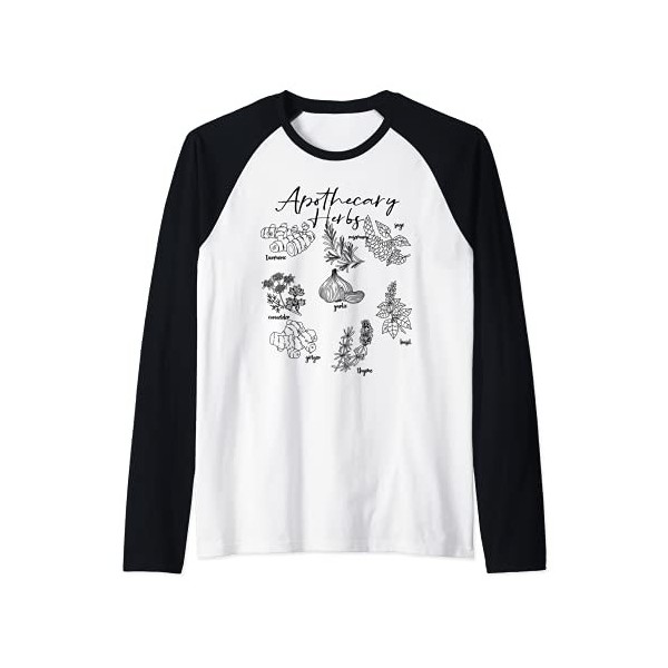 Apothicaire Herbes Plantes Botaniques Vintage Cottagecore Manche Raglan