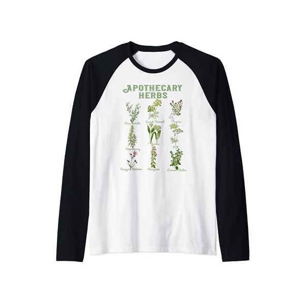 Apothicaire Herbes Plantes Botaniques Vintage Cottagecore Manche Raglan