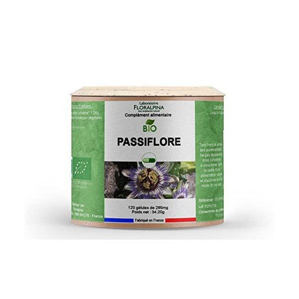 Laboratoire Floralpina - Passiflore bio 120 gélules - issue de lAgriculture Biologique