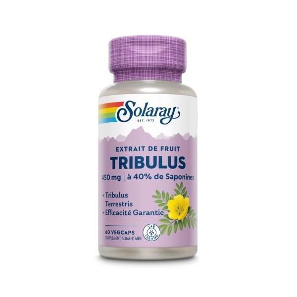 Solaray Tribulus 450mg | Extrait de Fruit | à 40% de Saponines | 60 vegcaps