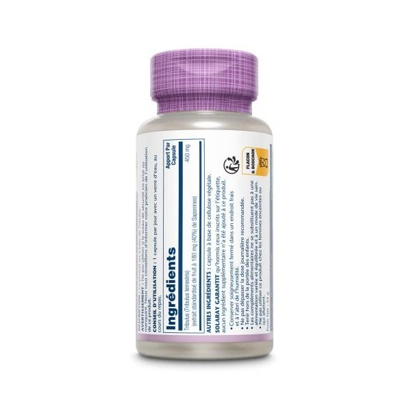 Solaray Tribulus 450mg | Extrait de Fruit | à 40% de Saponines | 60 vegcaps