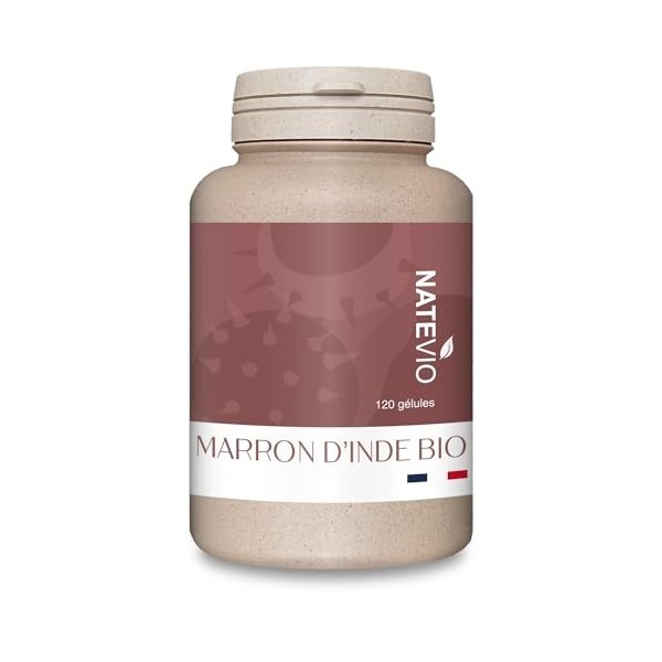 Marron dinde Bio - 120 gélules - 250mg - Circulation - Jambes légères - Mémoire - Fabriqué en France - Natevio