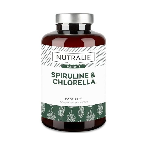 Spiruline & Chlorella 1800mg BIO-disponible - Effet Détox, Énergie, Force et Satiété - Superaliment Riche en Protéines. Vitam