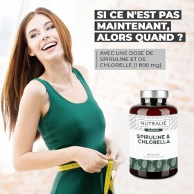 Spiruline & Chlorella 1800mg BIO-disponible - Effet Détox, Énergie, Force et Satiété - Superaliment Riche en Protéines. Vitam