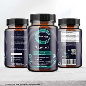 Comprimés de sauge - Paquet de 365 - Haute résistance 1800 mg rapport dextraction 15:1 Soutien à la ménopause - Comprimés 