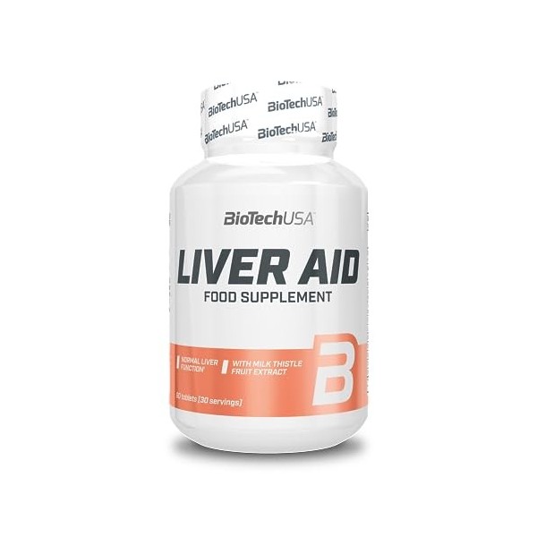 BioTechUSA Liver Aid, Complément alimentaire sous forme de comprimés à base de chardon-Marie avec de la choline, des extraits