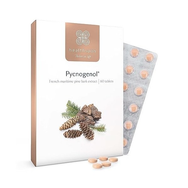 Extrait décorce de pin maritime français de Healthspan | Pycnogenol 30 mg | 60 comprimés | Apporte des bioflavonoïdes nature