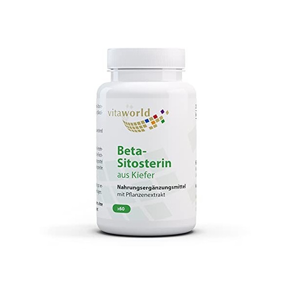 Vita World Bêta-Sitostérol 60 Capsules Hautement Dosé à partir de Pin – Phytostérols - Végétarien/Vegan Made in Germany