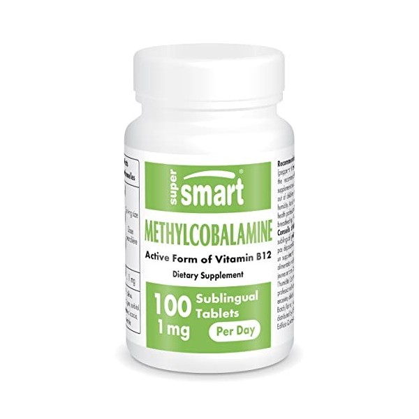 Supersmart - Methylcobalamine 1 mg - La Forme de Vitamine B12 la plus Optimale - Optimise le Fonctionnement du Système Nerveu