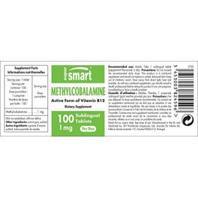 Supersmart - Methylcobalamine 1 mg - La Forme de Vitamine B12 la plus Optimale - Optimise le Fonctionnement du Système Nerveu