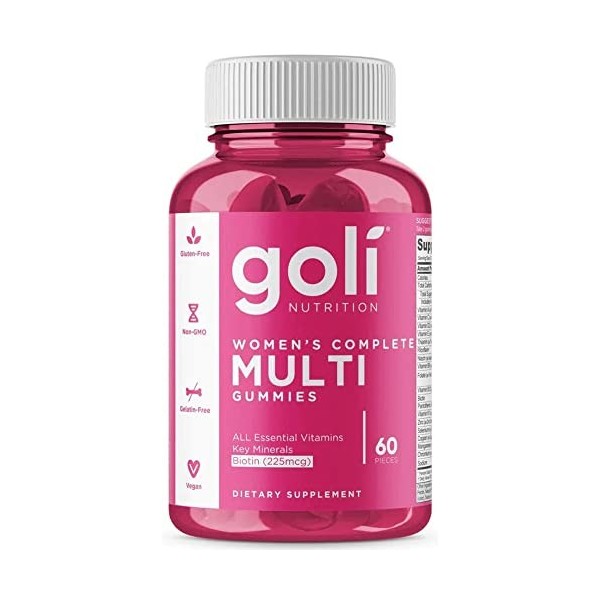 Goli Nutrition, Womens Complete Multi Gummis, Multivitamines pour Femmes, 60 Gommes végétaliennes, Sans Gélatine, Testé en L