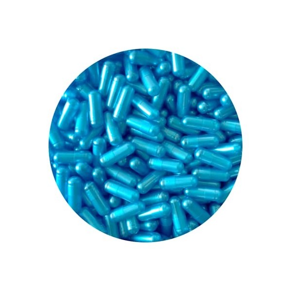 DR T&T Lot de 500 capsules de gélatine Bleu nacré Taille 0