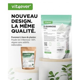Poudre de D-mannose - 250 g - 4,1 mois dapprovisionnement - Issu de la fermentation végétale - Pur & naturel - Sans additi
