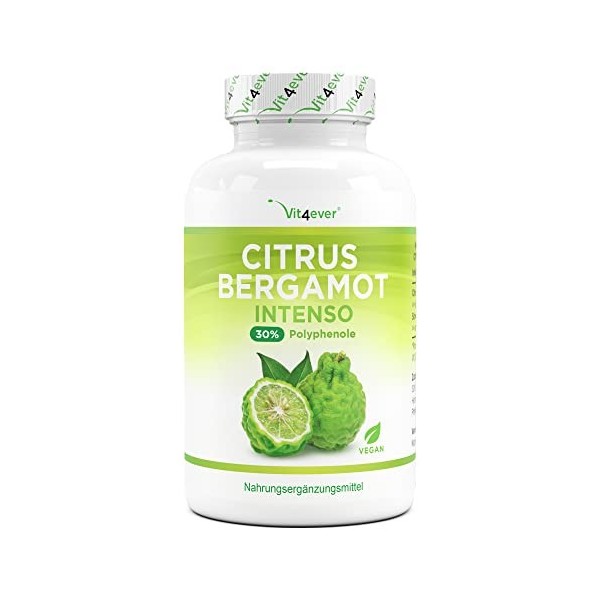 Citrus Bergamot - 120 gélules hautement dosées à 760 mg chacune - Premium : 30% polyphénols + pipérine - Croisement de citron