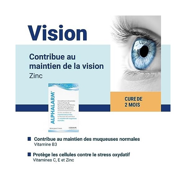 Densmore - Alphalarm - Complément Alimentaire et Maintien dune Vision Normale* - Vitamine C, Omega 3, Zinc*, Vitamine E - 60