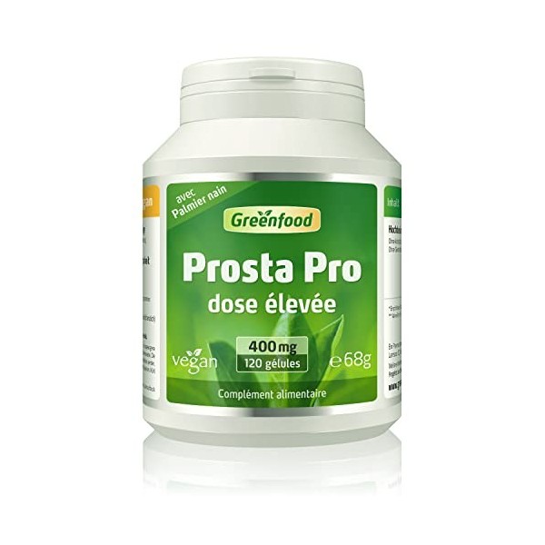 Greenfood Prosta Pro, 400 mg, dose élevée, 120 gélules - aide à protéger les cellules contre le stress oxydatif. SANS additif