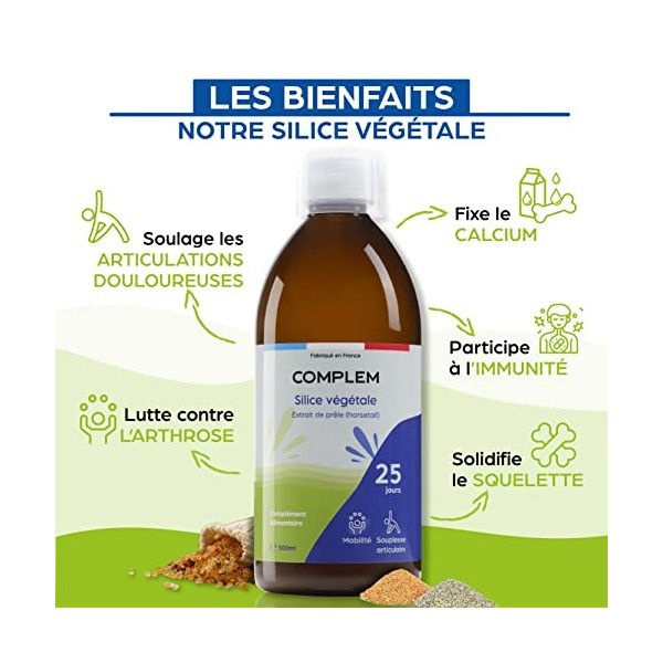 Silice végétale - Confort Articulaire et immunité - 100% naturel - Fabriquée en France - Solution Buvable Hautement assimilab