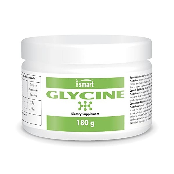 Supersmart - Glycine - Pure et de qualité supérieure - Composant majeur de lhémoglobine, du collagène, du glutathion, etc. S