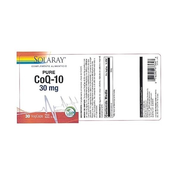 SOLARAY - PURE Coenzyme Q10 30CAP SOLARA